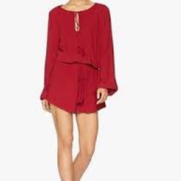 JACK by BB Dakota red long sleeve romper size Medium - Picture 1 of 12
